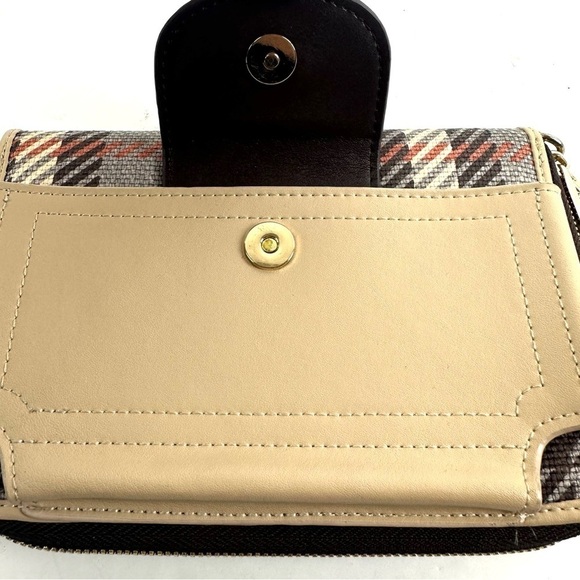 Spartina 449 Wymberly Wallet Wristlet Linen Leather Plaid Zip Clutch Brand NEW - Picture 3 of 10